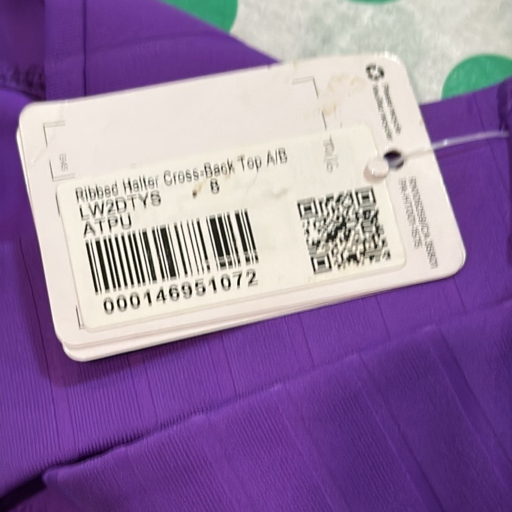 Lululemon Ribbed Halter BIKINI Swim Top A/B Cups Atomic Purple size 8 NWT - Picture 2 of 7